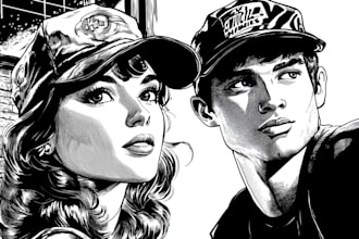 illustrate a black and white comic or manga page