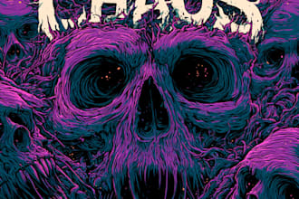 create dark art illustrations for a band or brand