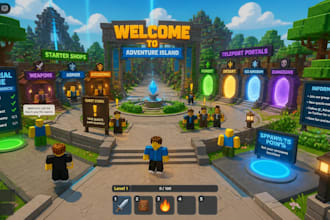 make roblox game, develop roblox game, script and build full roblox game