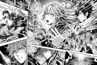 design custom manga comic book pages, webtoon for your story