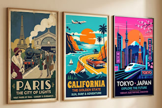 design vintage, retro, and modern travel posters