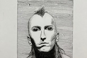 draw a detailed pen and ink illustration in vintage crosshatching style