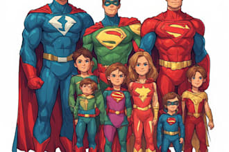 make a family superhero portraits for you
