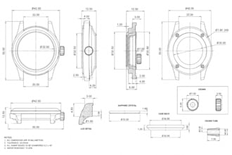 create manufacturing ready watch 3d cad model, technical drawing, prototype
