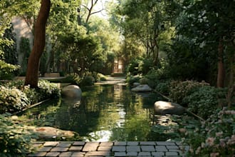 do landscape design realistic render in lumion