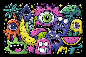 draw doodle illustrations for website, ui, and icons