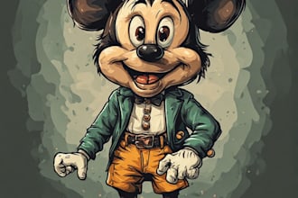 create cartoon character and vintage mascot illustration