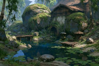 create photorealistic environment concept art and interior