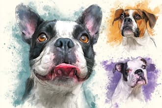create a custom watercolor pet portrait or pet painting