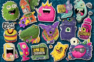 draw cute doodles designs stickers illustrations