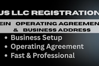 register your US llc, obtain ein, operating agreement and business address