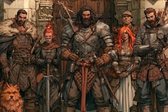 draw dnd party illustration, dnd character design