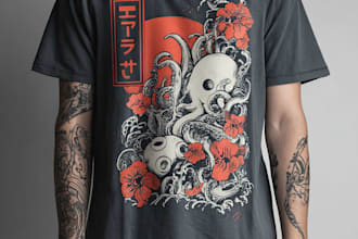 create unique streetwear tshirt design japan style