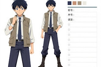 draw character sheet in anime style