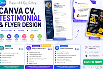 design a professional canva cv, testimonial and flyer design cover letter design