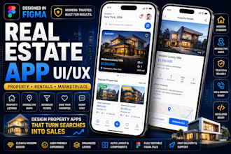 design modern real estate property mobile app UI UX in figma