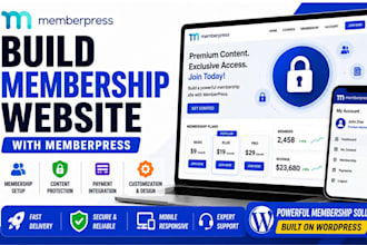 build membership website, membership setup and customization with memberpress