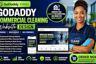 design godaddy commercial cleaning website or janitorial website