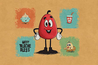 design retro vintage cartoon mascot logo illustration