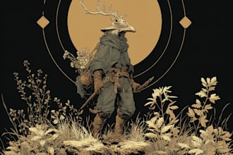 create dark art, metal, gothic illustration