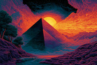 create psychedelic illustration, trippy art for album design