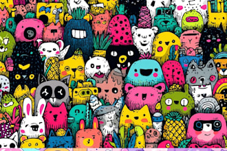 paint fun doodle illustration arts for icons and stickers