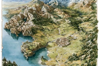 draw fantasy map or ship illustration with cool details