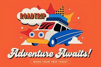 make travel poster design in an awesome pop art