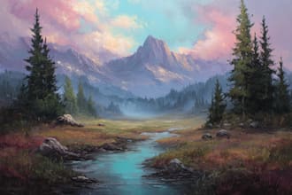paint landscape in oil painting