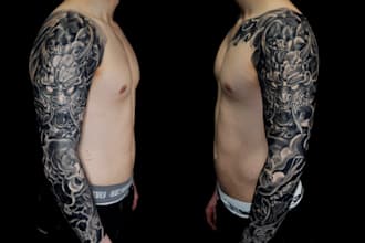 design a japanese inspired tattoo with detailed artwork
