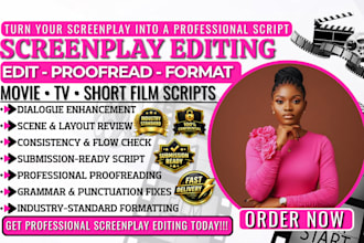 edit proofread format screenplay movie script TV pilot short film in final draft