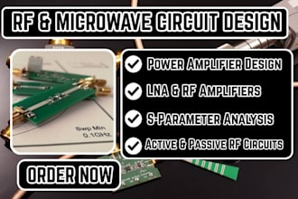 design and simulate power amplifler and any active passive rf microwave circuits