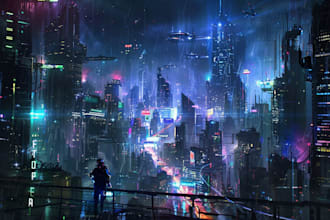 do cyberpunk futuristic city art