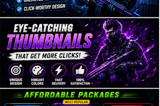 create eye catching youtube thumbnail for gaming bgmi free fire and pub