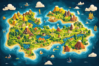 design a vector map illustration and world map for you