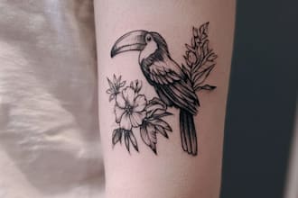 create a tattoo design using fine line and blackwork tattoo