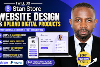 do stan store website design and upload digital products