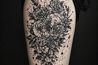 do unique blackwork, patchwork, and fine lines custom tattoo