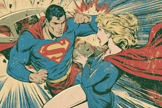 draw in comic style and retro colors
