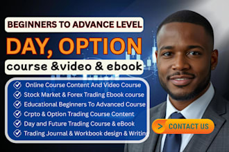 educational day trading, options trading course content, ebook, video course