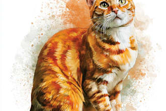 draw a custom portrait illustration of your pet, cat, dog