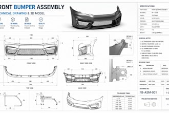 create technical drawing engineering drawing cad drawing for manufacturing
