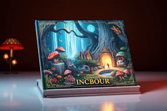 design magical childrens storybook cover with enchanted forest art