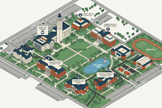 draw school campus office college hospital and community vector maps design