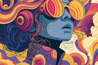 create colorful illustration and trippy psychedelic art