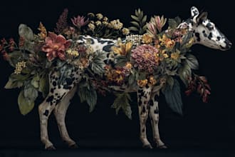 draw an animal and botanical illustration