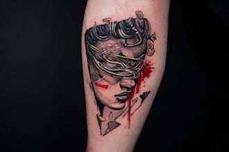 draw a tattoo sketch and traditional tattoo