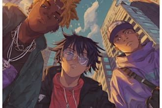design an album cover, anime digital art painting style