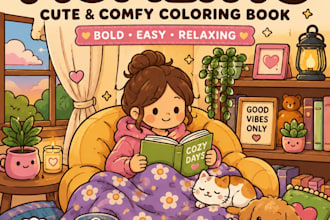 create cute cozy coloring book pages for amazon KDP