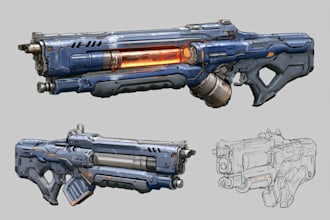 high quality weapon concept art for gaming and more